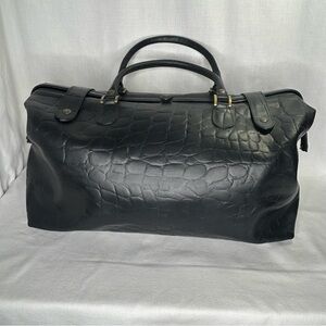 NEXT Black Crocodile Embossed Leather DR’s/Med Bag, Snap/Hinge Closure. 20x8x13